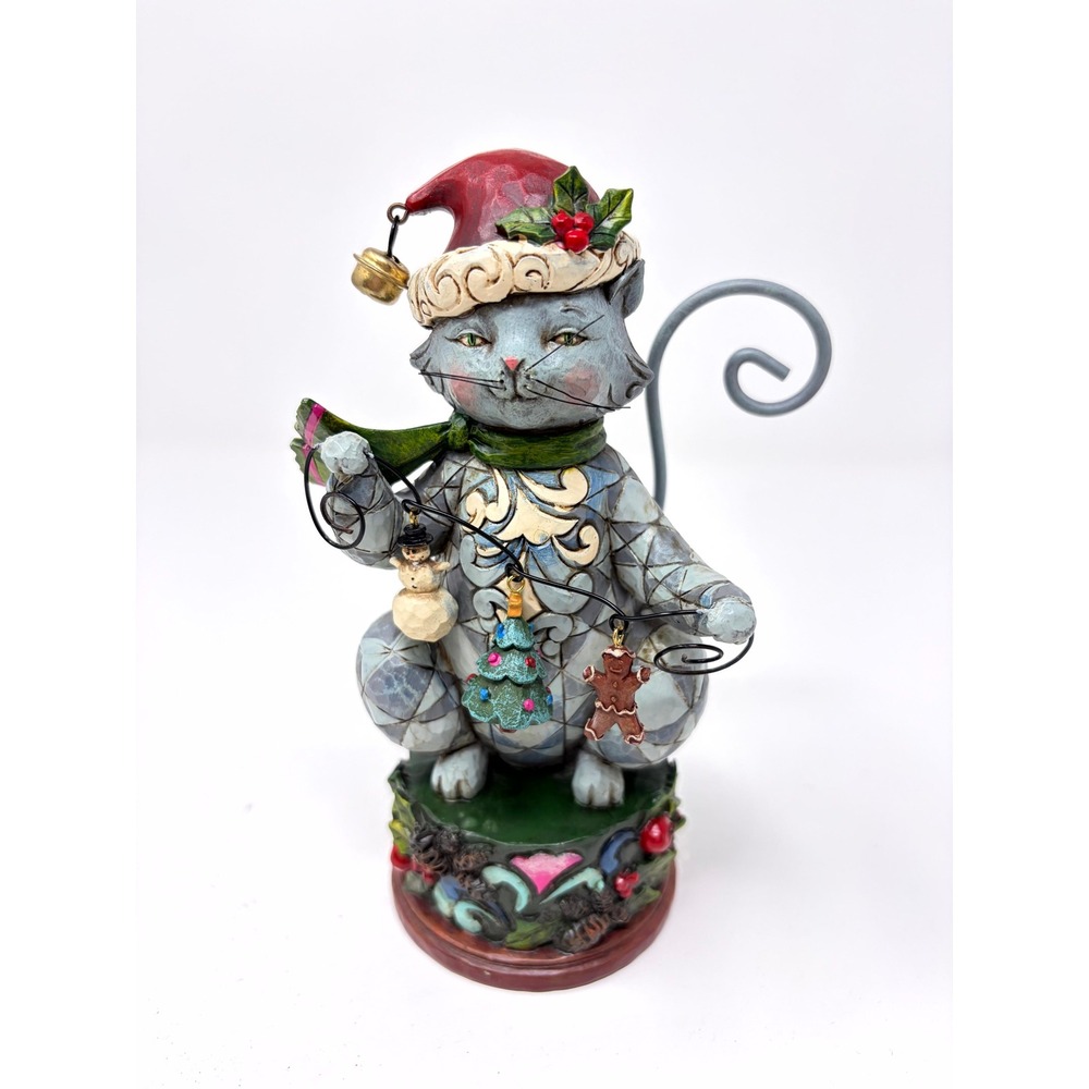 Jim Shore Heartwood Creek Christmas Cat Figurine Jingle Bell On Kittys Tail 2010